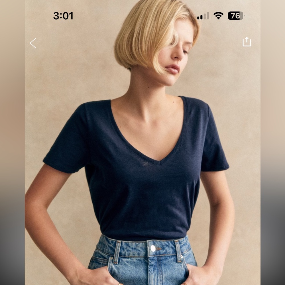 Sezane Malcolm T-shirt Navy - Size S
